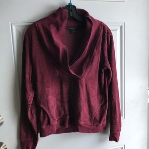 Banana Republic Maroon Velvet Long Sleeve Sweater